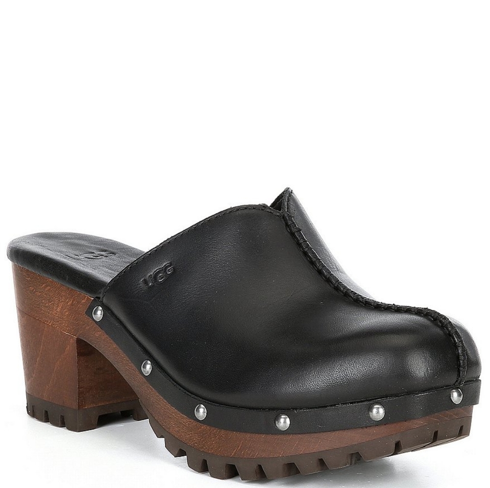 UGG Judi Black Leather Clogs
